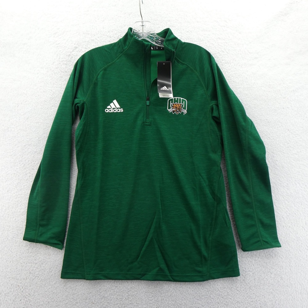 Adidas Pullover Women Medium Ohio Bobcats Green Quarter Zip Performance Top